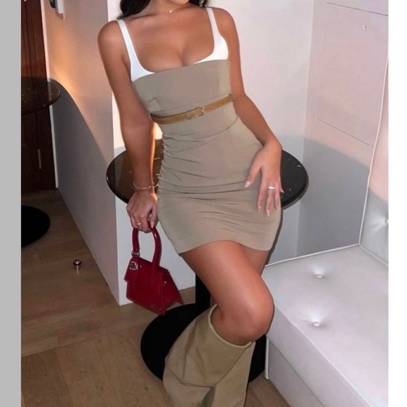 ZARA COMBINATION BELTED DRESS - Picture 3 of 3